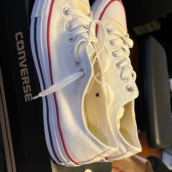 Converse White and Red Athletic Shoes - Picture 5 of 6